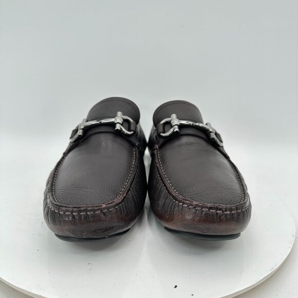 Salvatore Ferragamo Dark Brown Loafers with Silver Accents main image 10